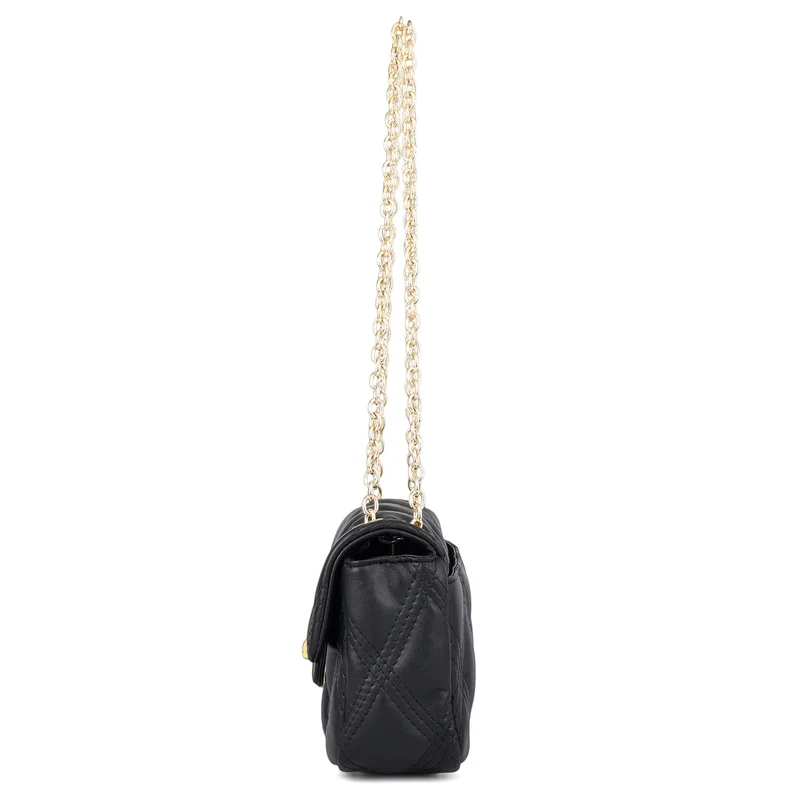 Da Milano Black Small Quilting Leather Shoulder Bag - Black for Women | Best Price UAE